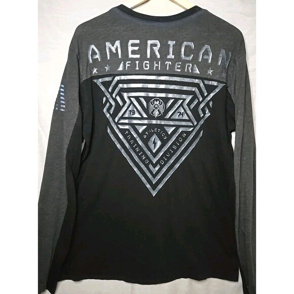 Men’s XL Buckle American Fighter Long Sleeve Two Sided Black/Blue Shirt X-Large - Picture 5 of 8